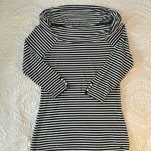 WHBM black & white striped top